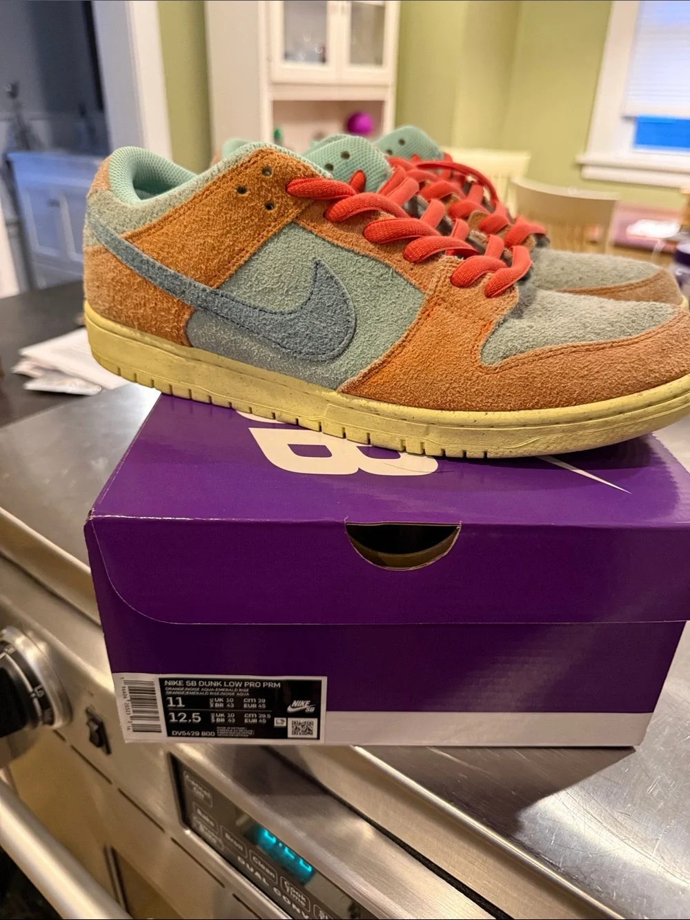 Nike Men’s SB Dunks size 11 Suede Sneakers in Orange, Light Blue & Yellow